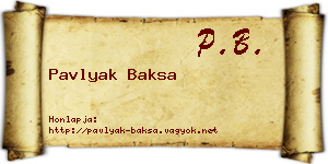 Pavlyak Baksa névjegykártya
